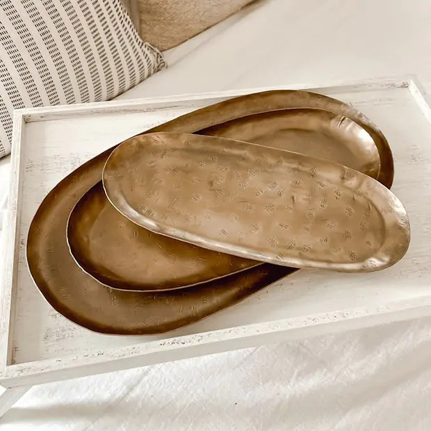 Antique Inspired Oval Iron Trays Set of 3 | Antique Farm House