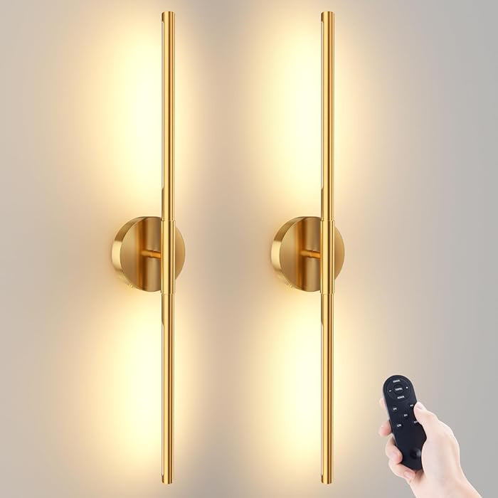 Battery Operated Wall Sconces Set of 2, 360°Rotation Wireless Rechargeable Wall Lights: Dimmable... | Amazon (US)