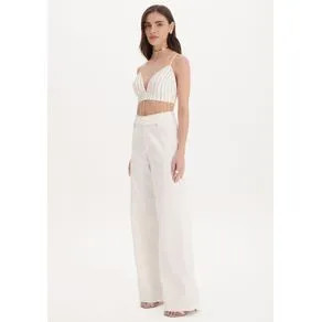 Calça Reta Alfaiataria com Faixa Branco GG | OffPremium (BR)