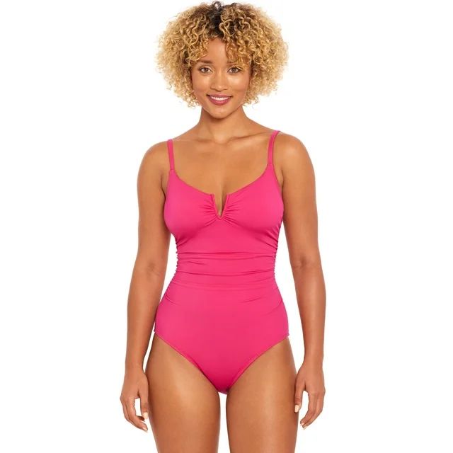 Time and Tru Women's and Plus V Wire One Piece Swimsuit, Sizes XS-3X | Walmart (US)