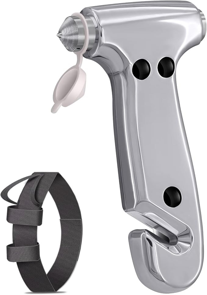 Car Safety Hammer - Metallic Multifunctional Automotive Window Breaker and Seatbelt Cutter, 3-in-... | Amazon (US)