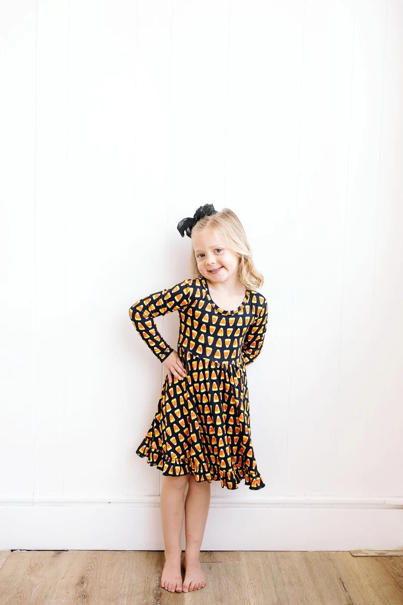 Candy Corn Long Sleeve Dress | Little Pajama Co.
