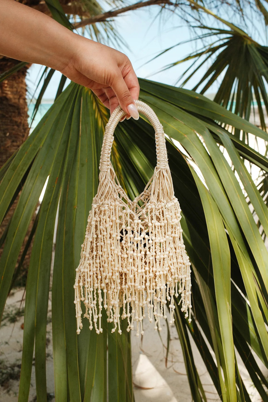Amalla Beige Woven Beaded Fringe Handbag | Lulus