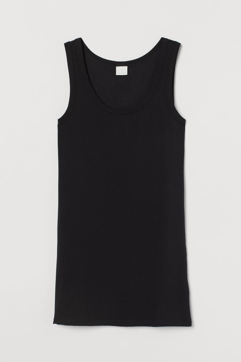 Long, fitted tank top in stretch cotton jersey. | H&M (US)