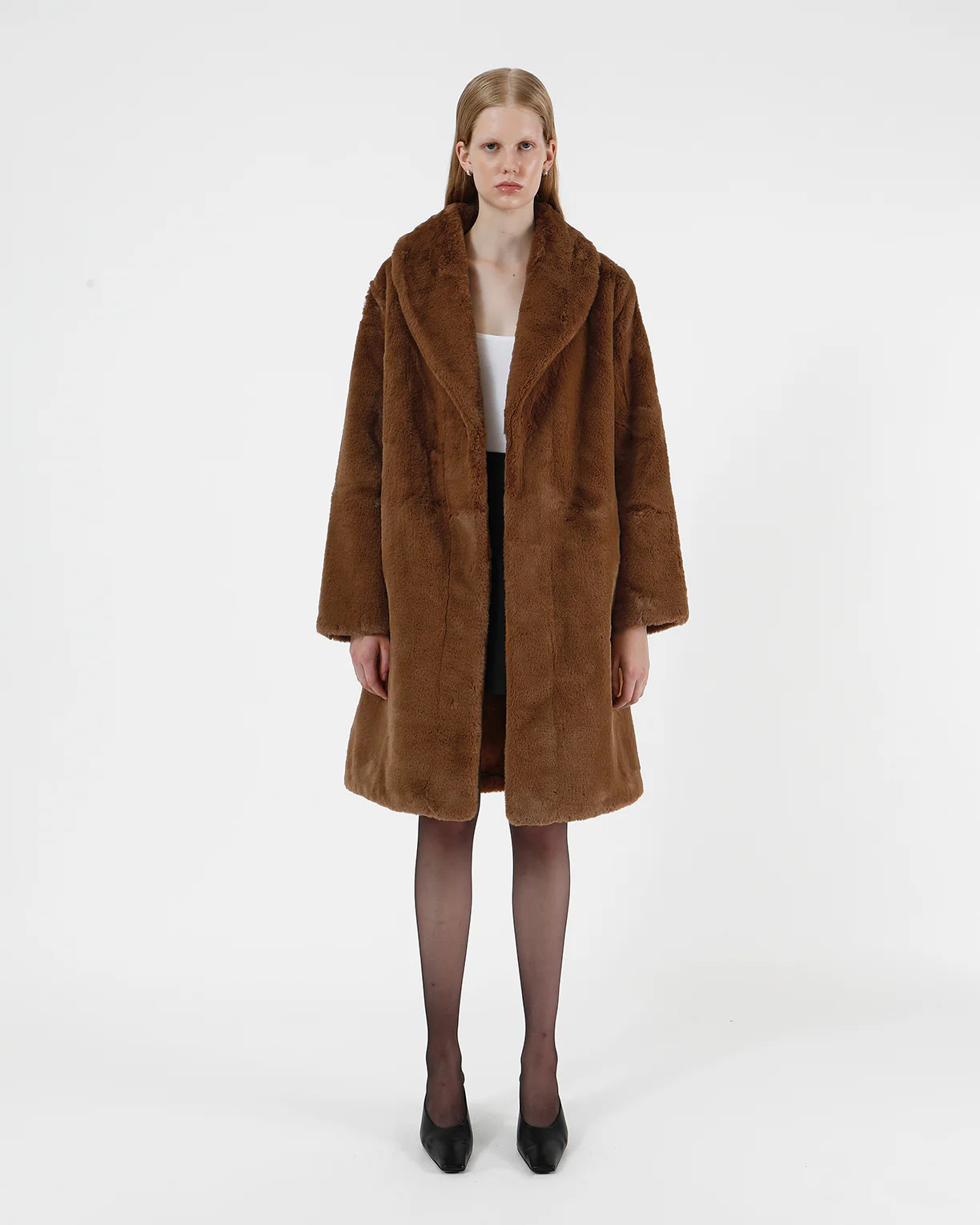 Bree Camel | Faux Fur Belted Coat | Apparis