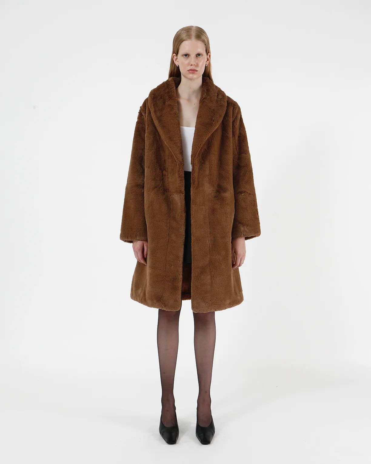 Bree Camel | Faux Fur Belted Coat | Apparis