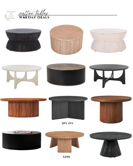 Way Day sale. Round coffee table black. Rustic coffee table pedestal. Modern coffee table wooden. White oak coffee table brown. 

#LTKsalealert #LTKhome #LTKFind