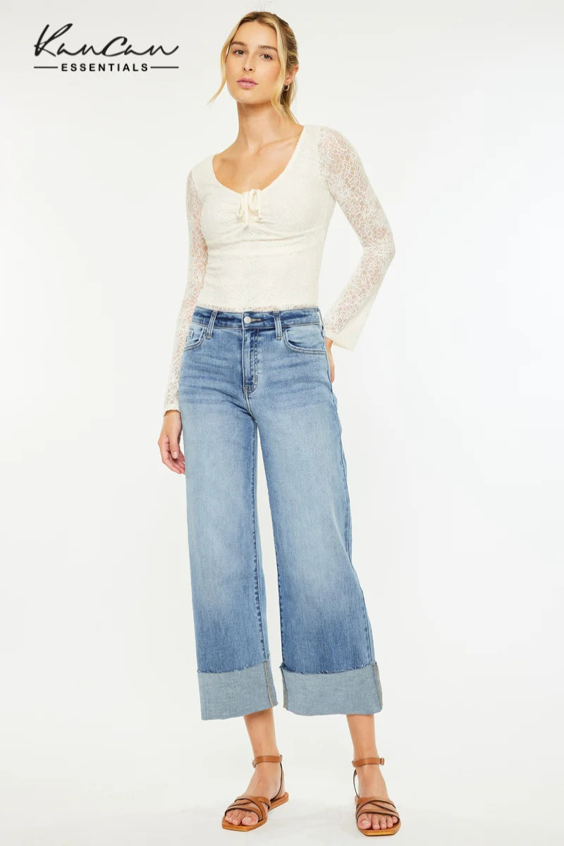 Leslie Essentials High Rise Crop Wide | Kancan USA
