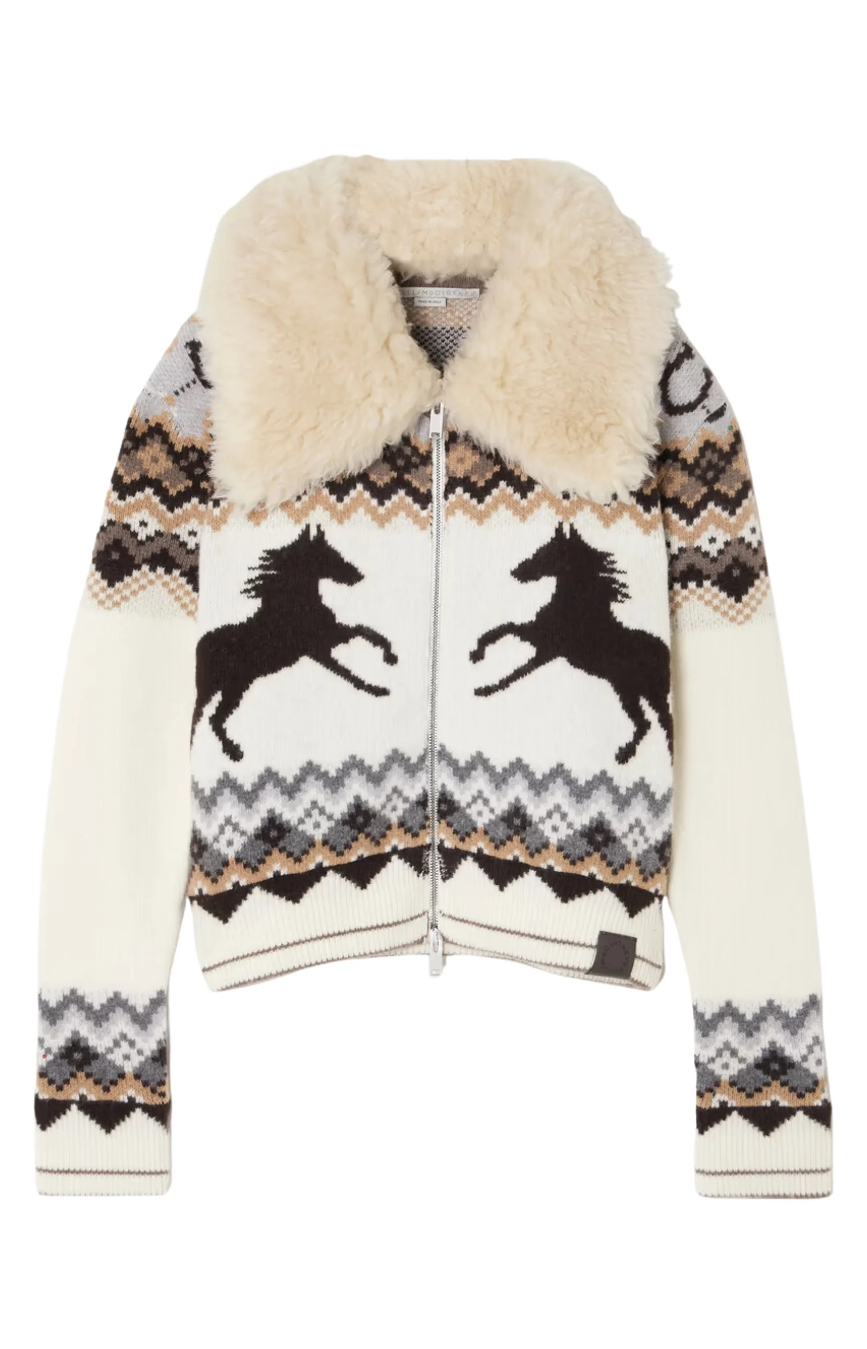 Fair Isle Wool Bomber Cardigan | Ludivine