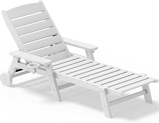 SERWALL Patio Lounge Chair for Pool, White | Amazon (US)