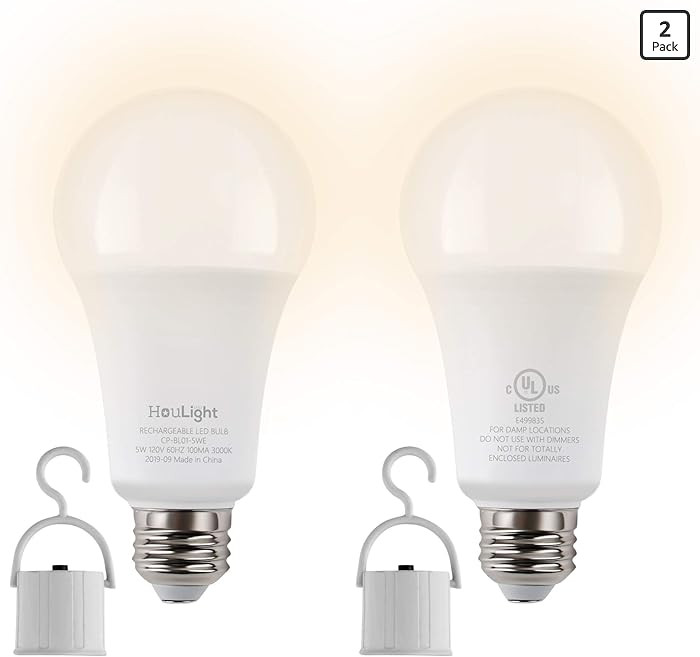 5W Rechargeable Emergency LED Light Bulbs with Back Up Battery for Power Outage, Camping, Hurrica... | Amazon (US)