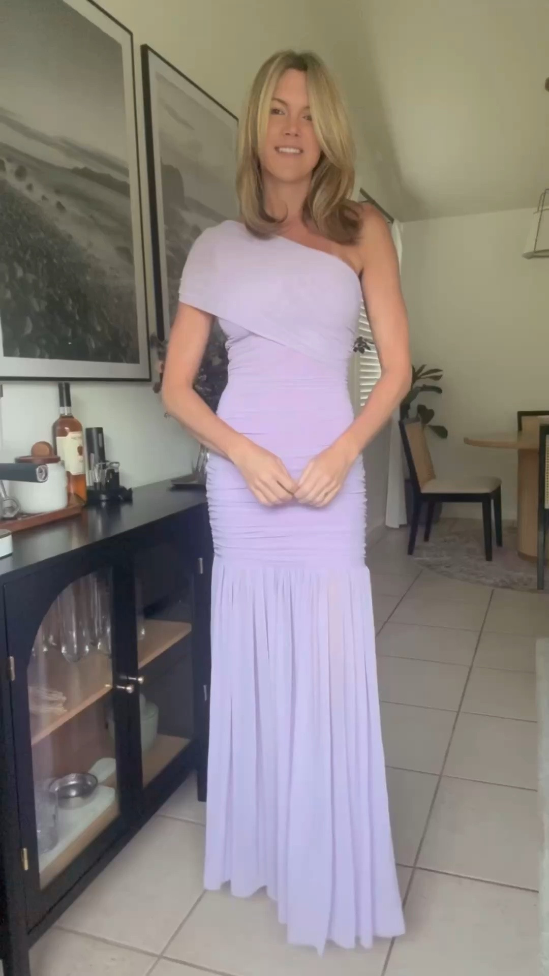 Wedding guest dress, lilac dress, gown