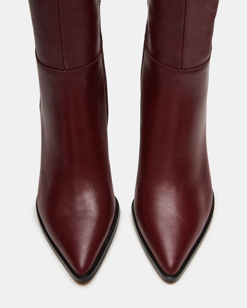 LUCID Burgundy Pointed Toe Kitten Heel Boot | Women's Boots | Steve Madden (US)