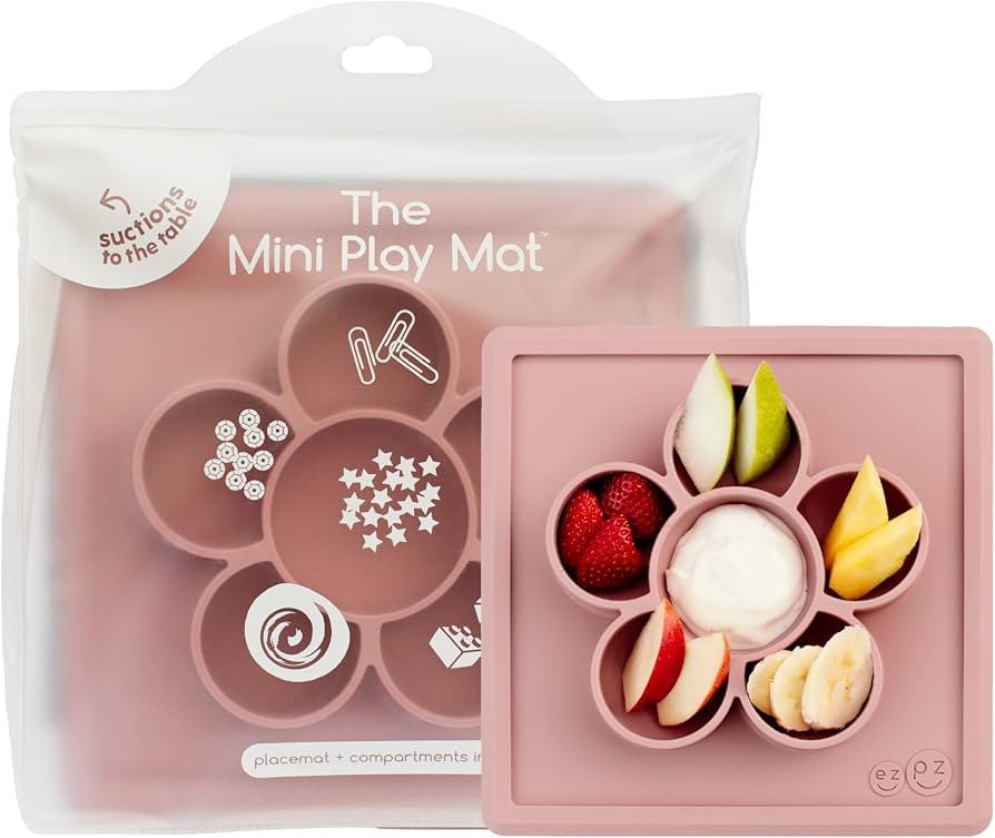 ezpz Mini Play Mat for Baby + Toddler (Blush) - 6 Months+ - Suction Plate with Flower Compartment... | Amazon (US)