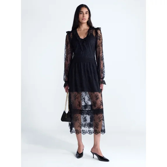 Scoop Women's All Over Lace Maxi Dress, Sizes XS-XXL | Walmart (US)