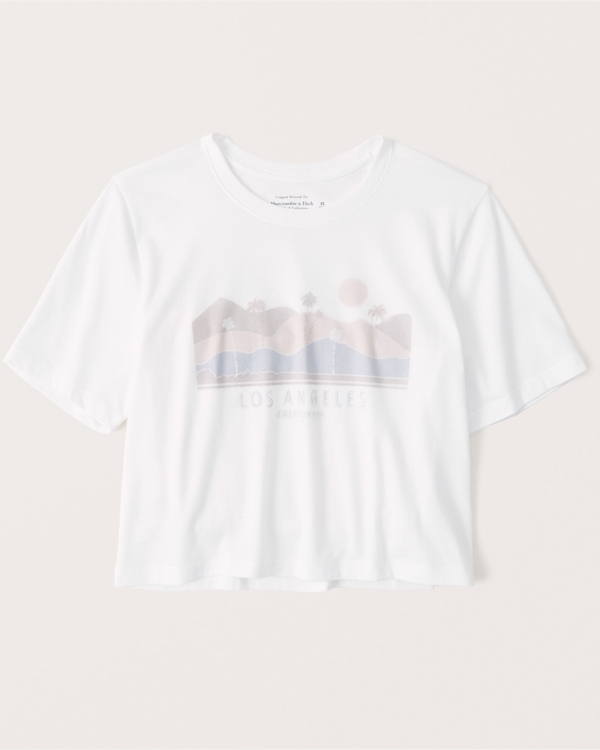 Short-Sleeve Cropped Relaxed Graphic Tee | Abercrombie & Fitch (US)