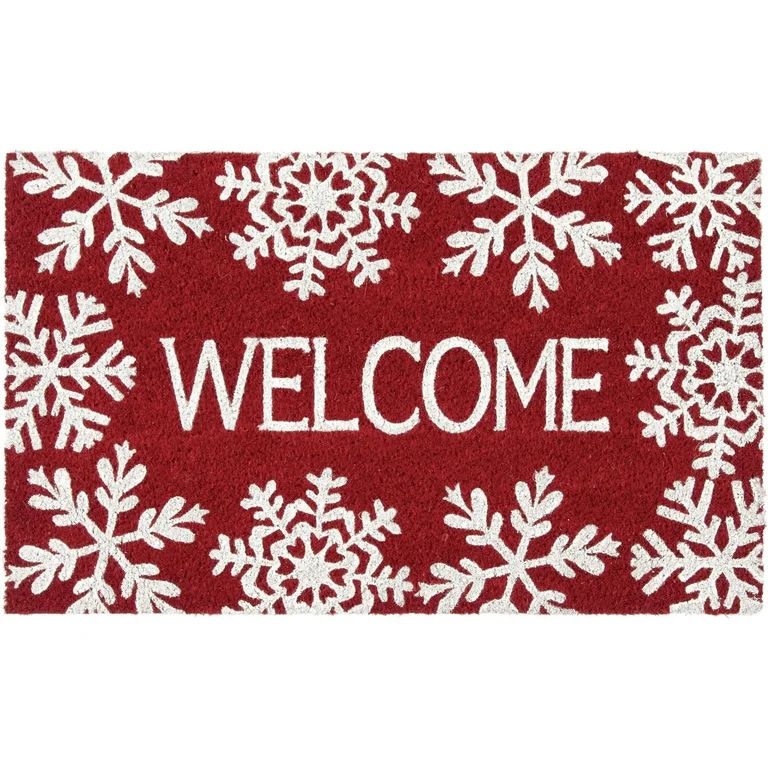 Mainstays Holiday Time Snowflake Coir Outdoor Doormat, 18" x 30" | Walmart (US)