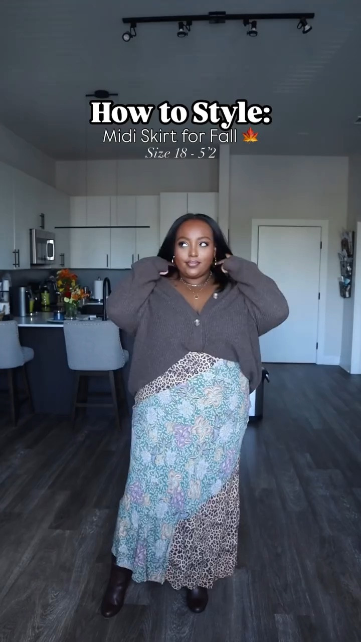 How to Style Midi Skirt for Fall 🍁: 3 Ways to easily style this mixed print midi (that looks more like a maxi on me lol) 

Which outfit is your fav?
