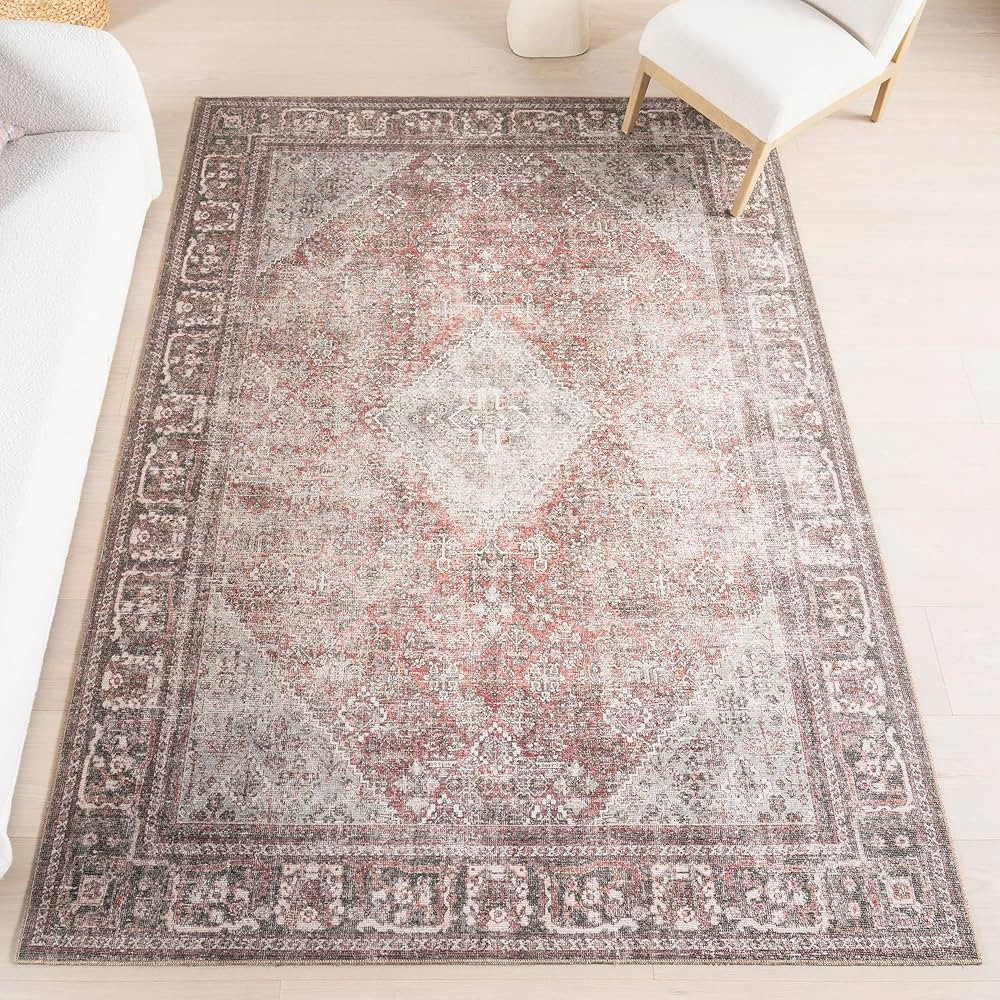 nuLOOM Hillstone Collection 8x10 Area Rug, Traditional Vintage Distressed Medallion, Thick and So... | Amazon (US)