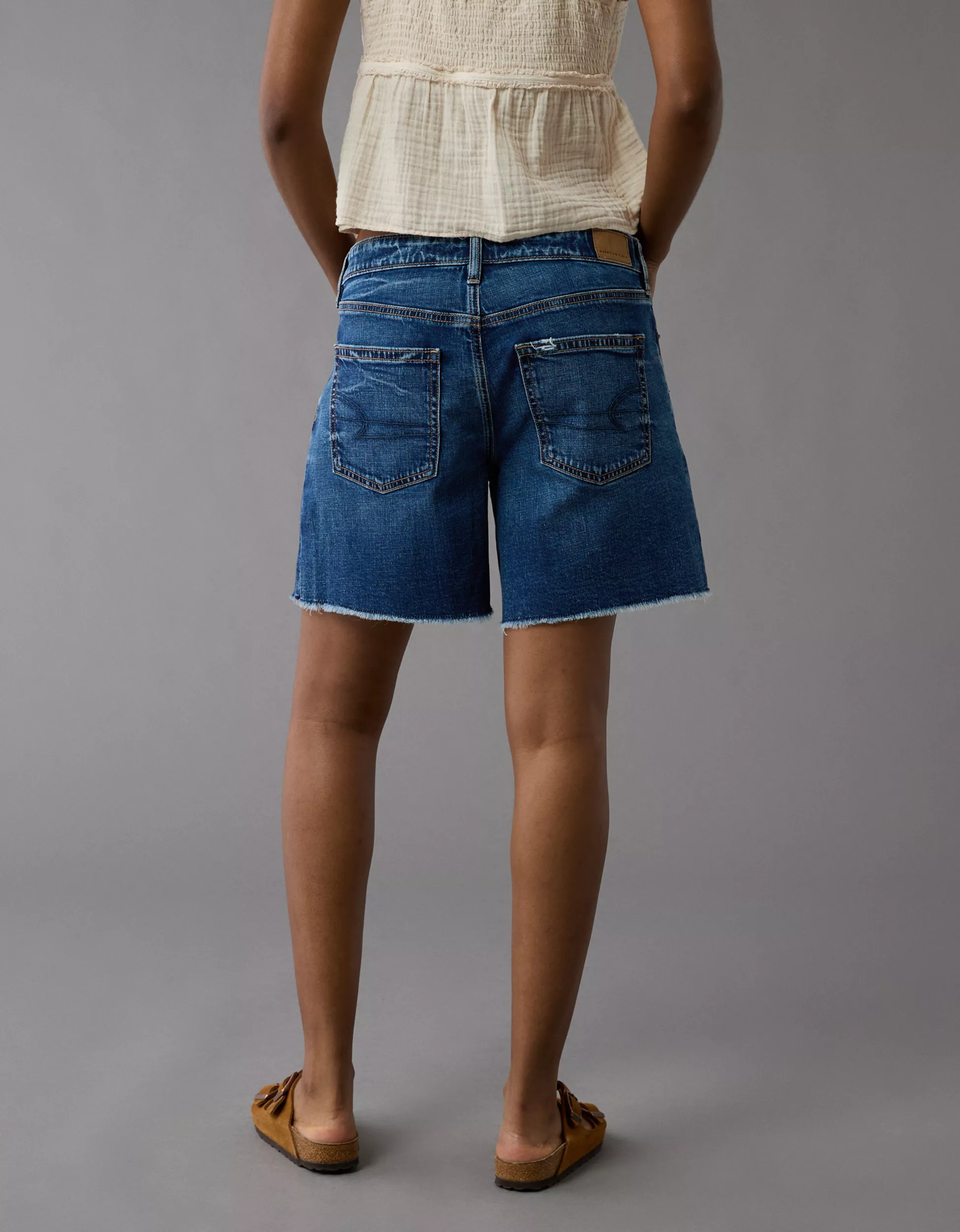 AE 8" Dreamy Drape Stretch Low-Rise Baggy Jort | American Eagle Outfitters (US & CA)