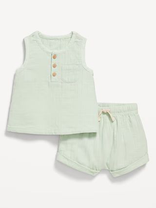 Unisex Double-Weave Tank Top and Shorts Set for Baby | Old Navy (US)
