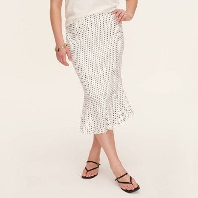 Women's Mini Polka Dot Linen Fit and Flare Midi Skirt - kate spade new york x Target Cream/Black | Target