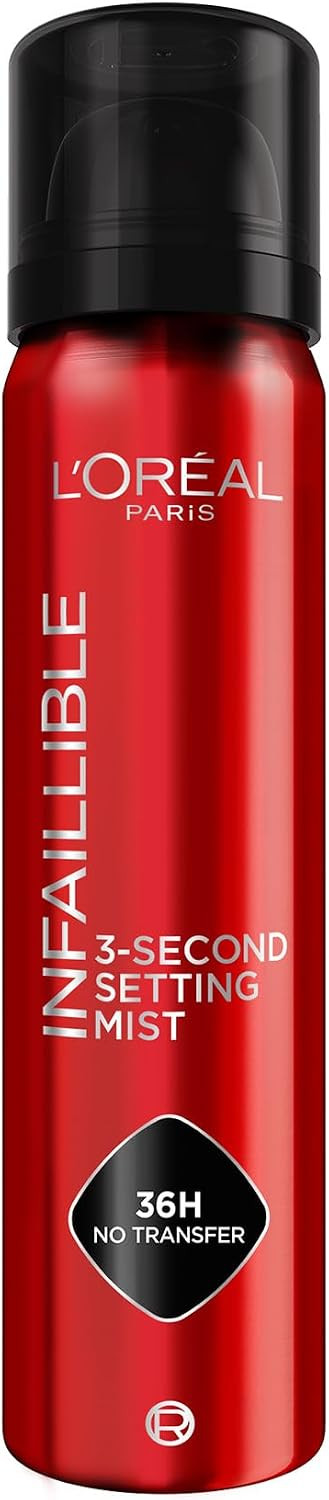 L'Oreal Paris Infallible 3-second Setting Spray, Long-Lasting Fixing Spray for Face, lightweight micro mist non-sticky, transfer proof, sets makeup for up to 36 Hour, 75ml | Amazon (UK)