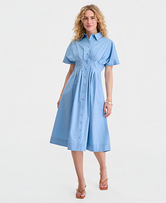 On 34th Women's Pleated Waist Midi Shirtdress, Macy's Exclusive - Macy's | Macy's