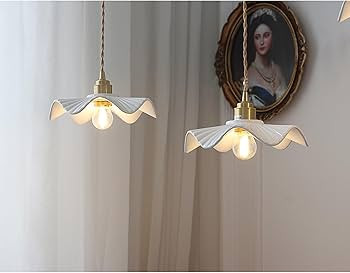 E26 Modern Minimalist Creative White Ceramic Pendant Light Chandelier, Dining Room Hanging Lamp, ... | Amazon (US)