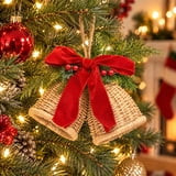 Woven Bells with Bow Hanging Christmas Decoration, Brown/Red/Green, 11.5", by Holiday Time | Walmart (US)
