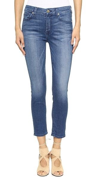 7 For All Mankind Mid Rise Skinny Crop Jeans - Lake Dillon Medium Bright | Shopbop