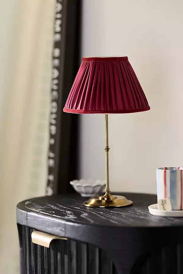 Reed Cordless Portable Metal Ruched Shade Table Lamp | Anthropologie (US)