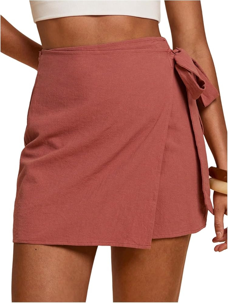 MakeMeChic Women's Summer Boho Wrap Mini Skirt Beach Vacation Short Skirts | Amazon (US)