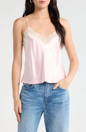 Teddy Lace Trim Silk Crop Camisole | Nordstrom