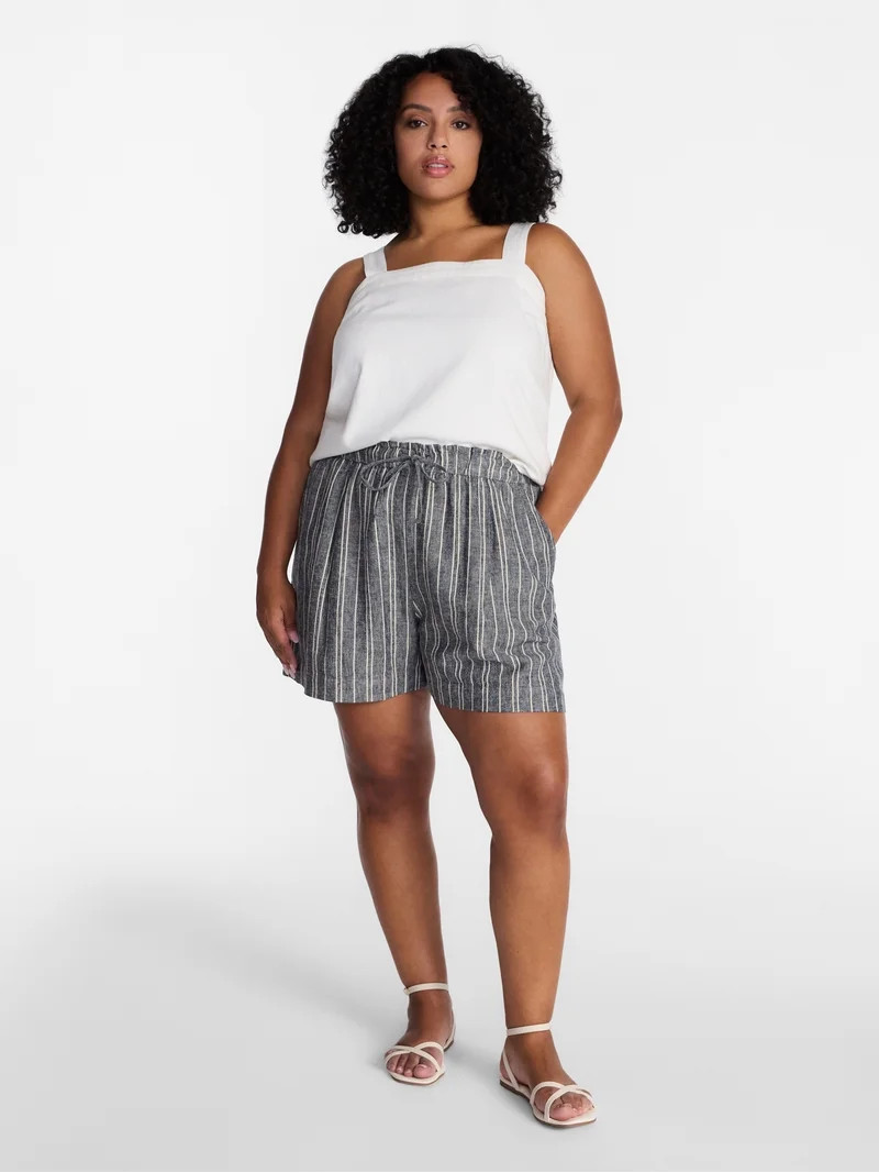 Time and Tru Women's Linen Blend Shorts, Sizes XS-XXXL | Walmart (US)