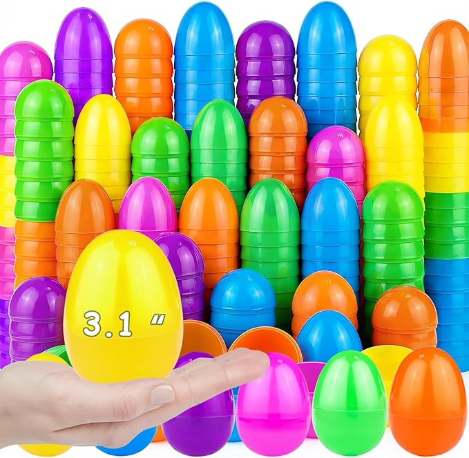 AMENON 100 Pcs 3.1 Inch Large Plastic Easter Eggs Bulk 6 Colors Empty Easter Eggs Fillable, Easte... | Amazon (US)