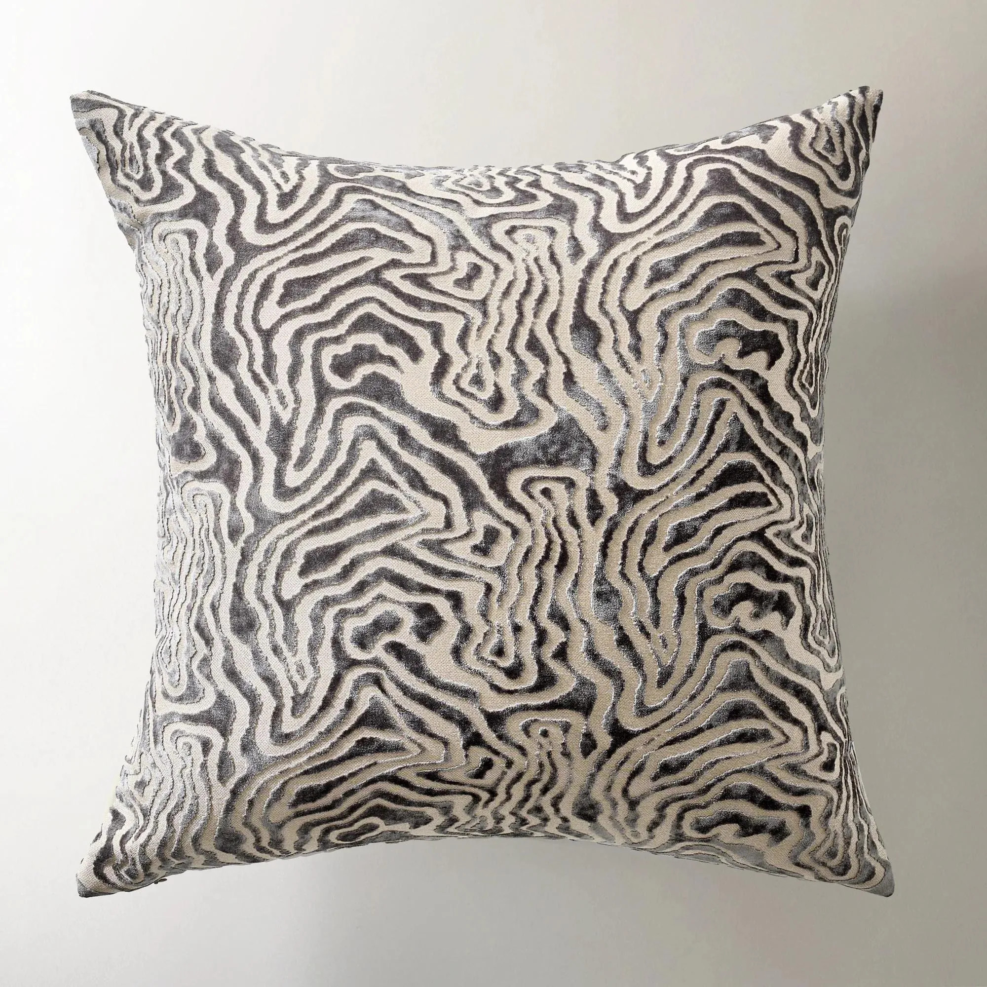Echo Cut Velvet Pillow 24" - Smoked Pearl | Z Gallerie