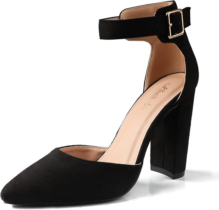 NinetinGel High Heels.Chunky Heel Pointed Closed Toe Pump Shoes,Party Wedding Fashion Shoes,Gifts... | Amazon (US)