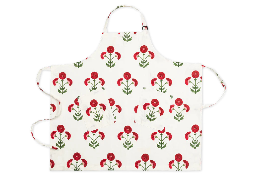 Linen Apron in Gisele Scarlet | Over The Moon
