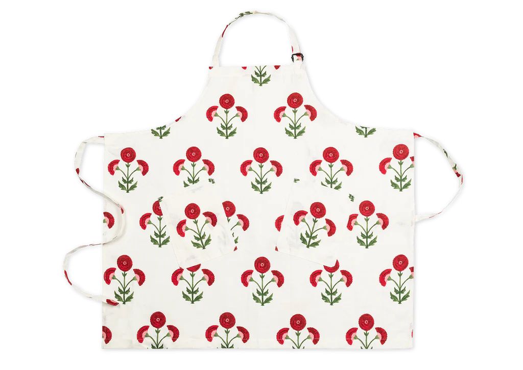 Linen Apron in Gisele Scarlet | Over The Moon
