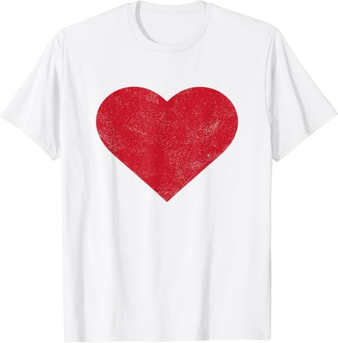 Cute Heart Valentines Day Vintage Distressed Red T-Shirt | Amazon (US)