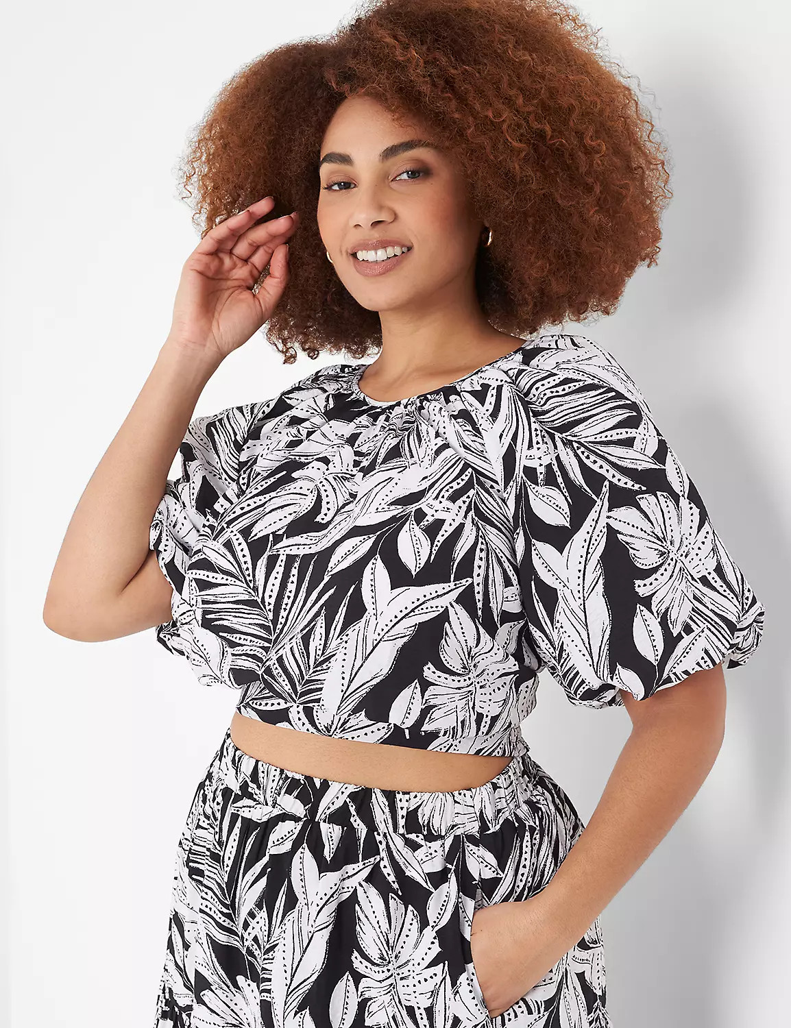Crop Balloon-Sleeve Top | LaneBryant | Lane Bryant (US)