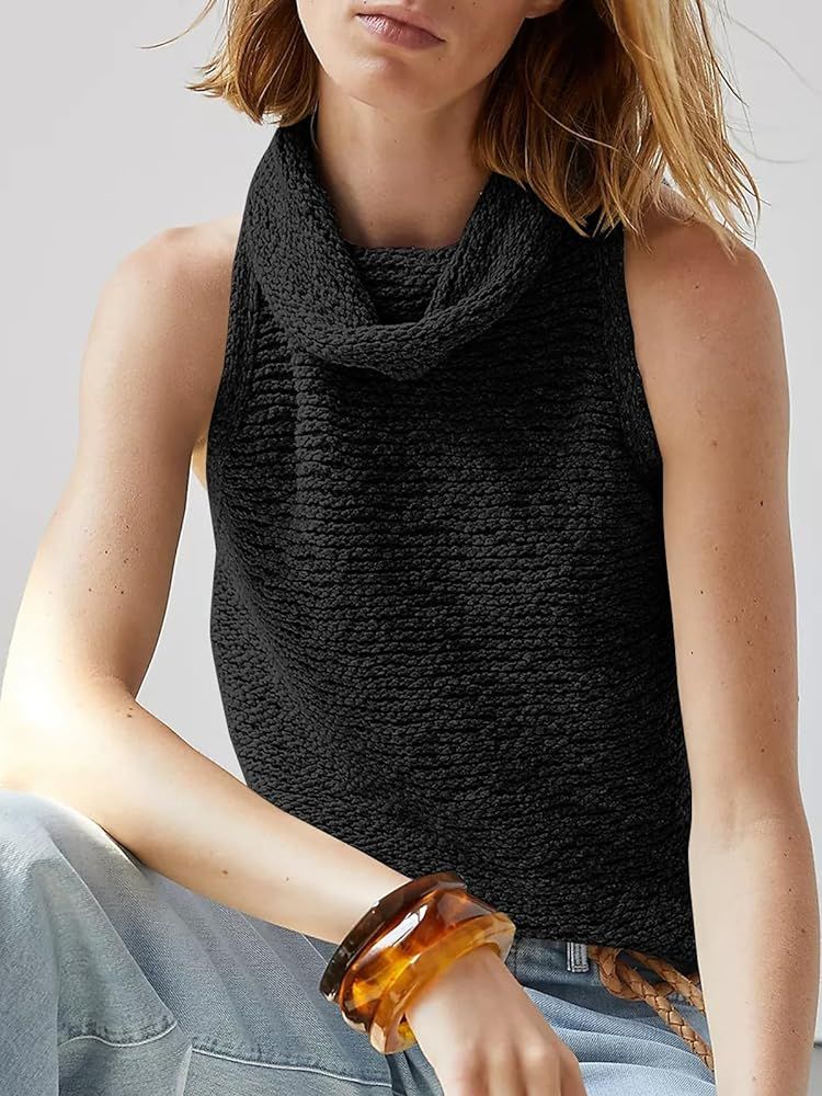 Imily Bela Womens Turtleneck Sweater Vest Sleeveless Loose Pullover Sweaters Knit Fashion Tank To... | Amazon (US)
