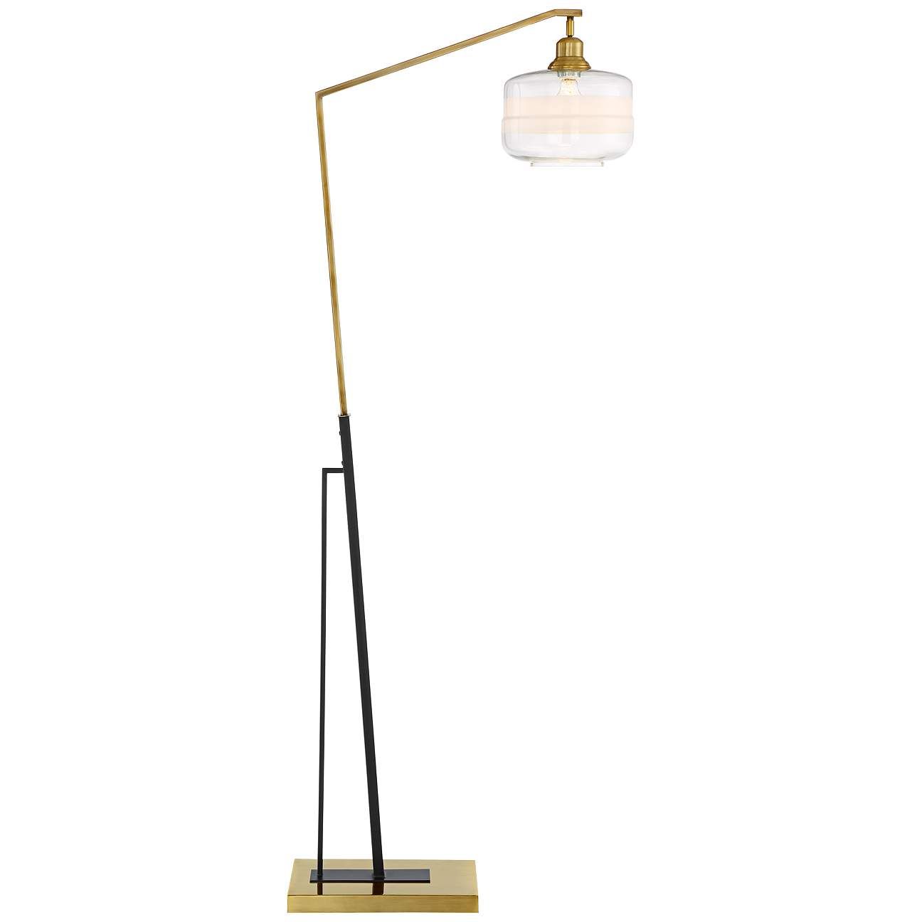 Possini Euro Kasmir Antique Brass and Black Chairside Arc Floor Lamp | Lamps Plus