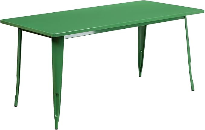 Flash Furniture Charis Commercial Grade 31.5" x 63" Rectangular Green Metal Indoor-Outdoor Table | Amazon (US)