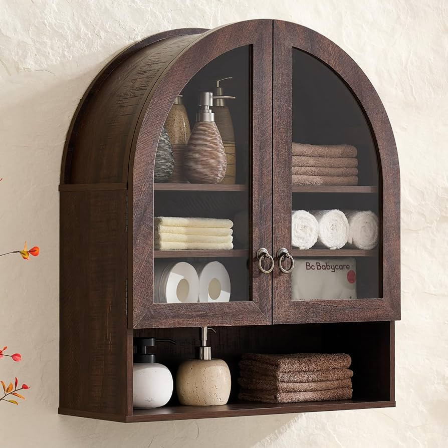 IFGET Bathroom Arched Wall Cabinet, 23.6'' Wide Medicine Cabinet with Adjustable Shelves & Glass ... | Amazon (US)