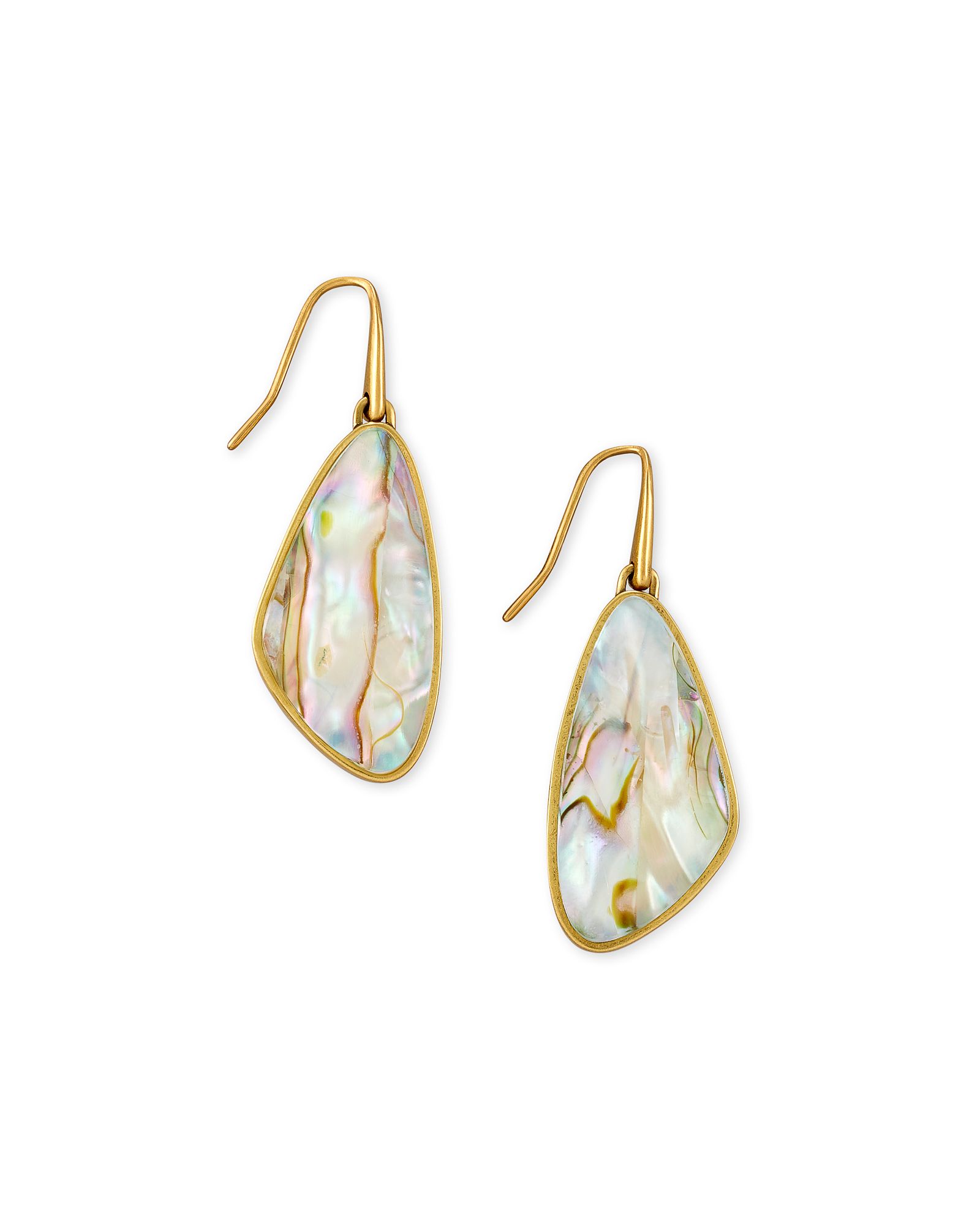 Mckenna Vintage Gold Small Drop Earrings in White Abalone | Kendra Scott