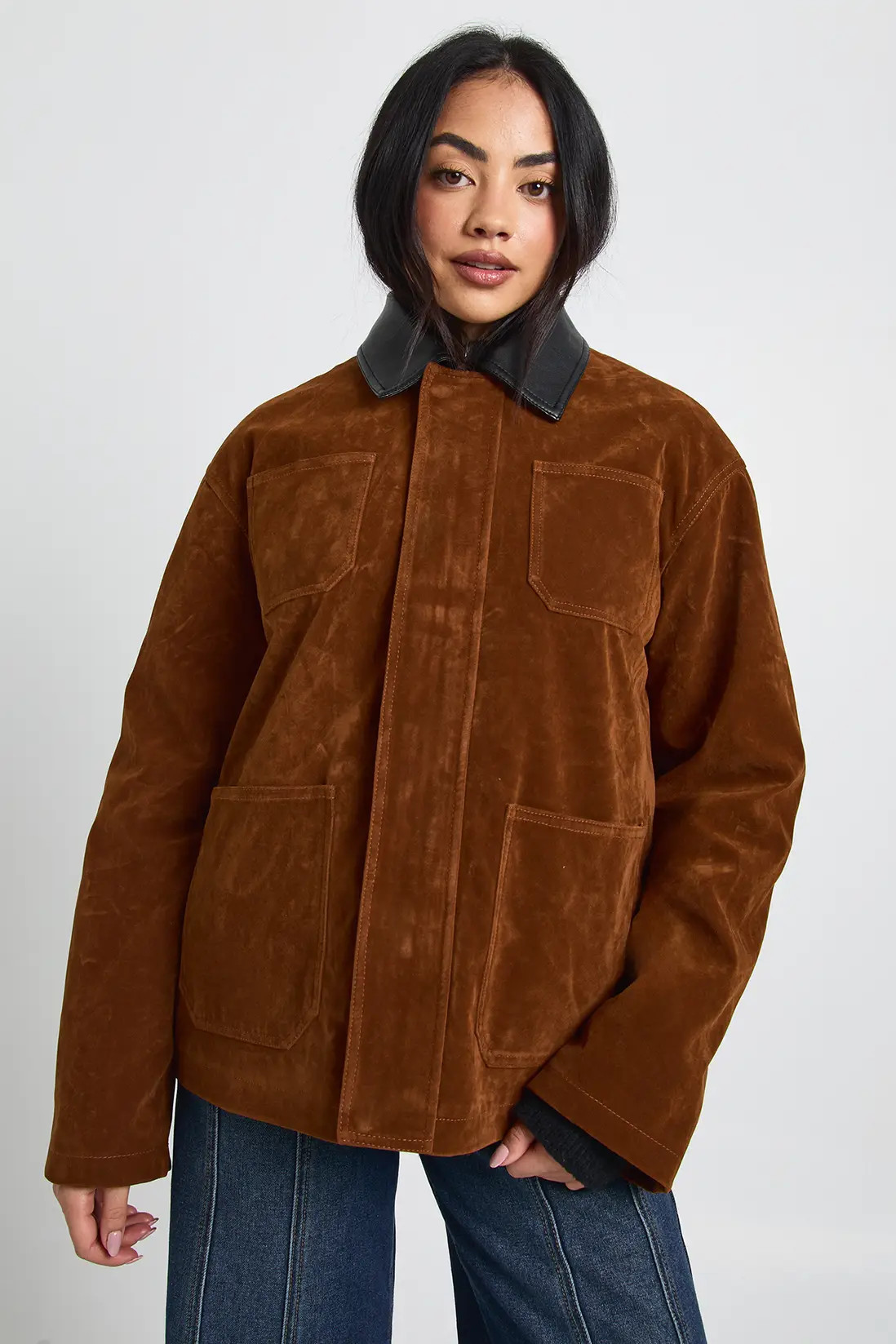 Rust Boxy Suede Bomber Jacket | Boohoo | Boohoo.com (UK & IE)