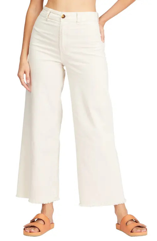 Billabong Free Fall Stretch Cotton Crop Wide Leg Pants in Antique White at Nordstrom, Size 28 | Nordstrom