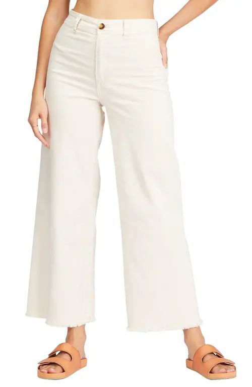 Billabong Free Fall Stretch Cotton Crop Wide Leg Pants in Antique White at Nordstrom, Size 29 | Nordstrom